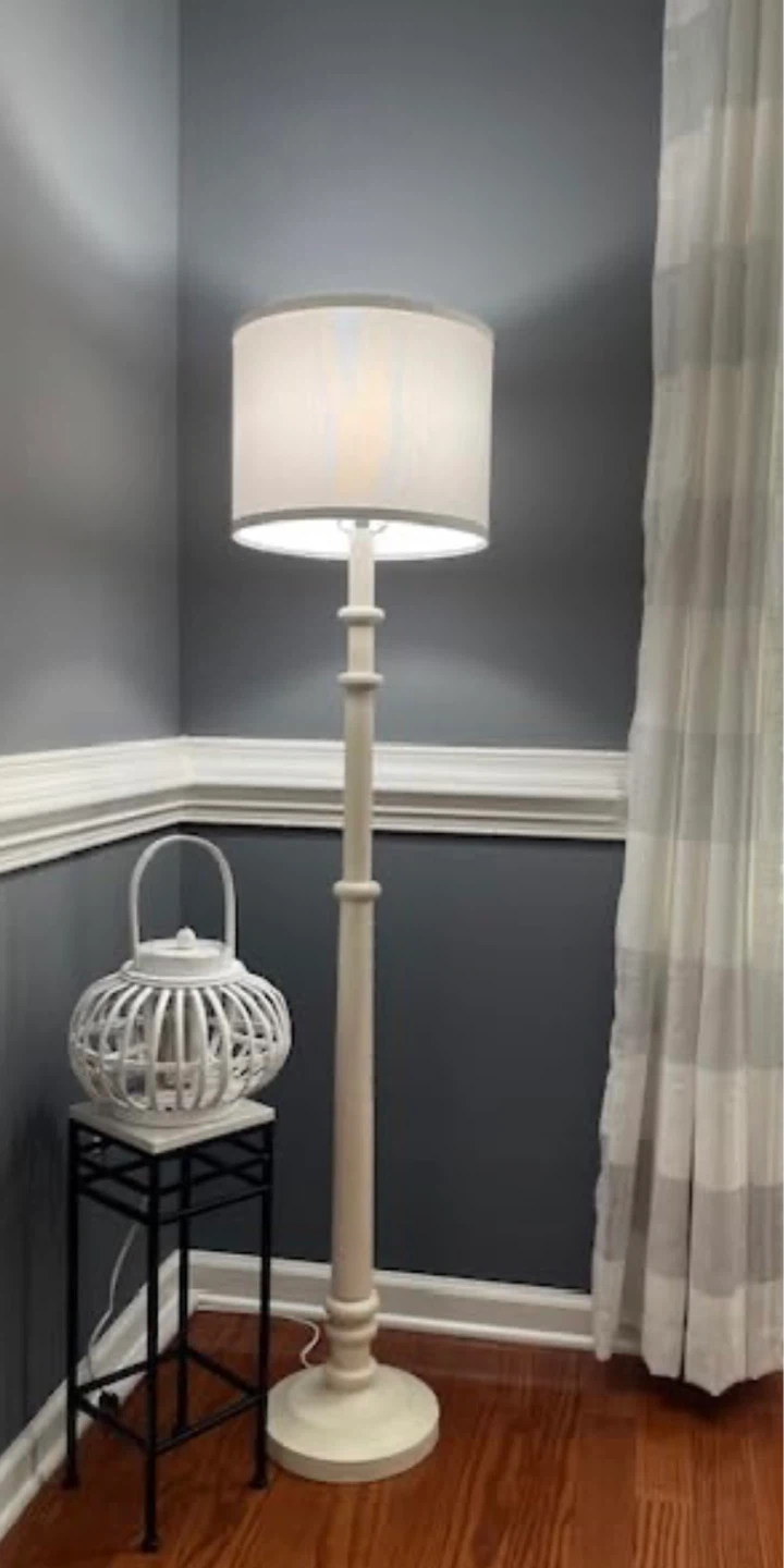 Cream Floor Lamp with Drum Shade - photo 2