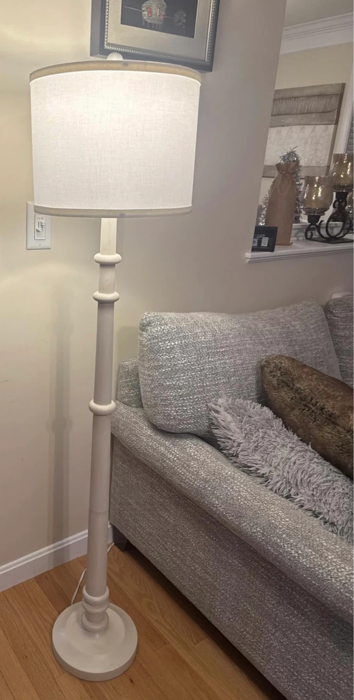 Cream Floor Lamp with Drum Shade