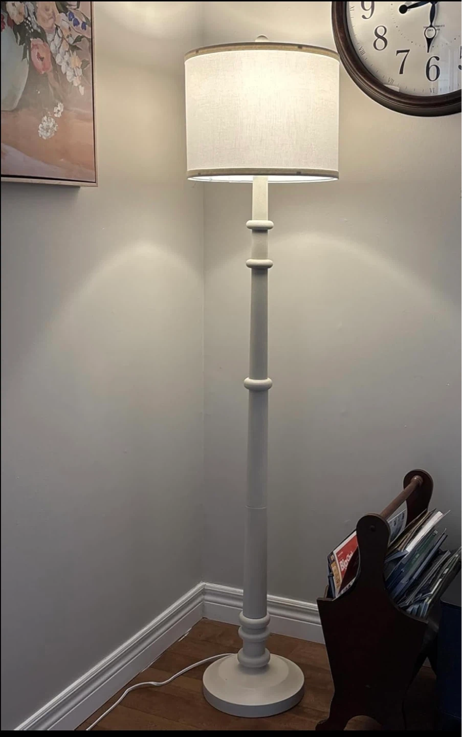 Cream Floor Lamp with Drum Shade - photo 3