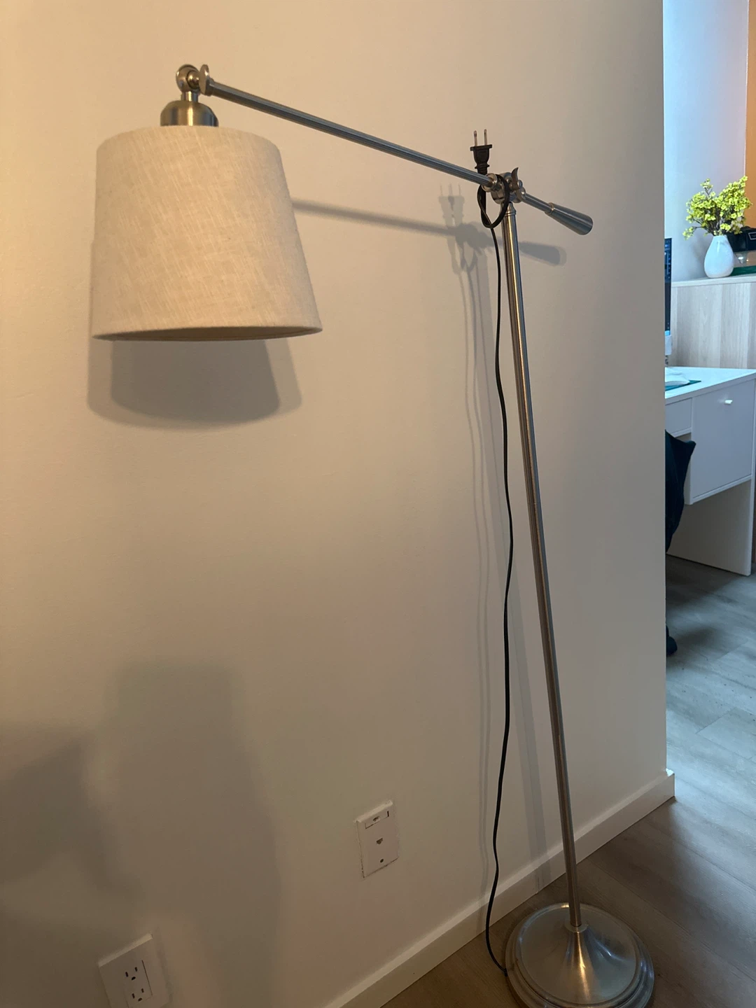 Adjustable Floor Lamp with Linen Shade