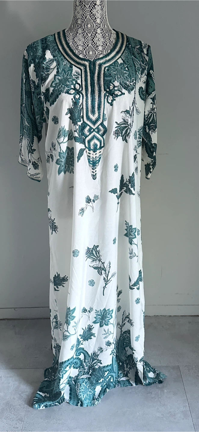 White Floral Print Kaftan Dress - New - $15 - photo 2