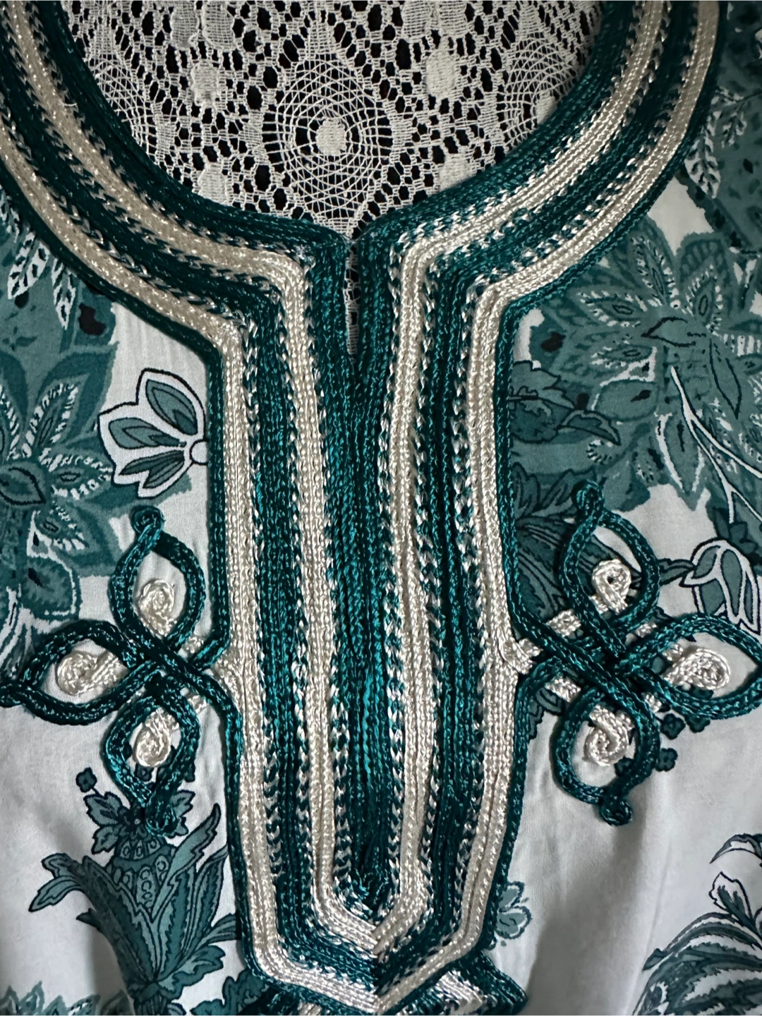 White Floral Print Kaftan Dress - New - $15