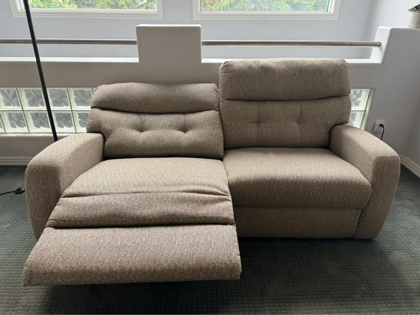 Tan Fabric Electric Reclining Loveseat - photo 2