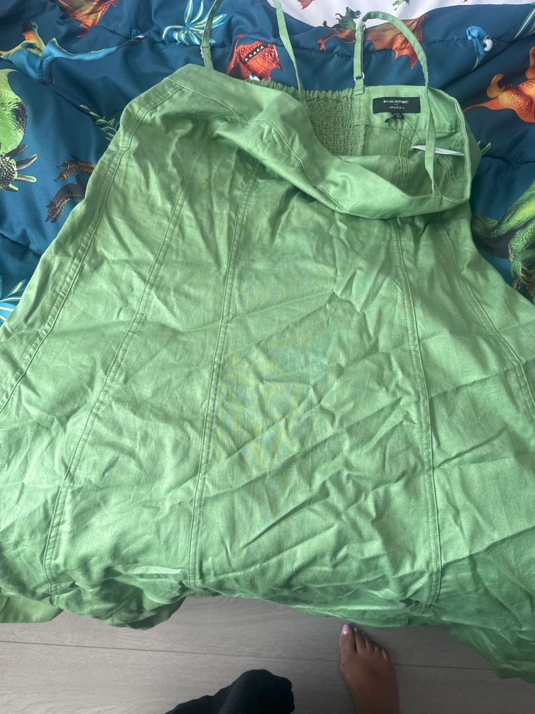 Banana Republic Green Linen Blend Midi Dress