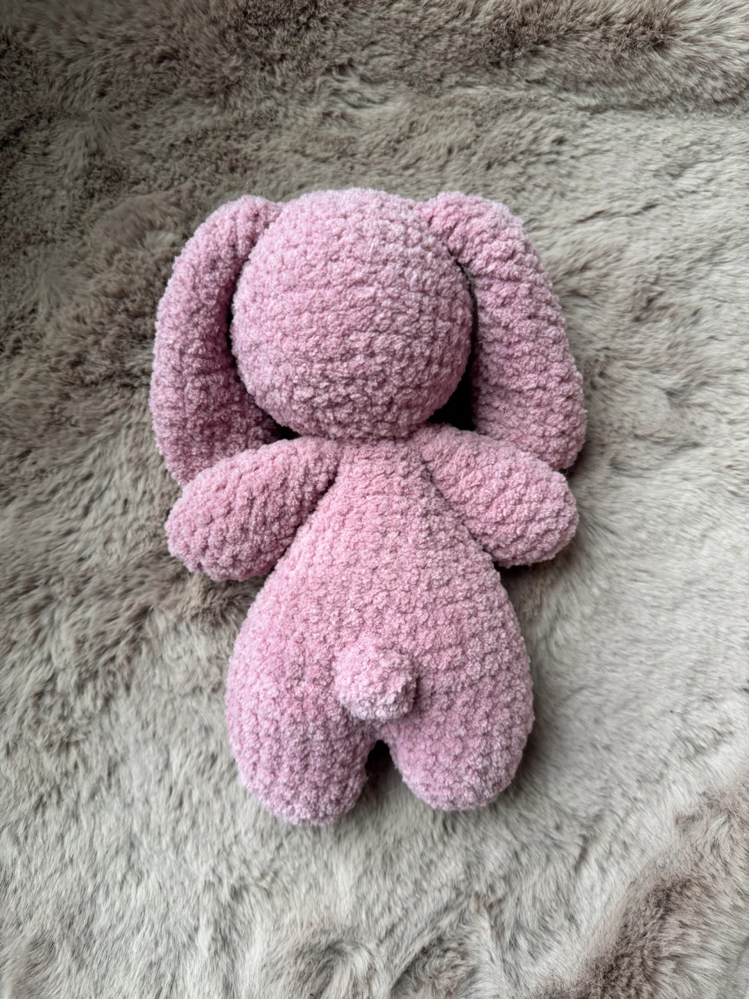 Handmade Pink Crochet Bunny Plushie with Weighted Belly - photo 2