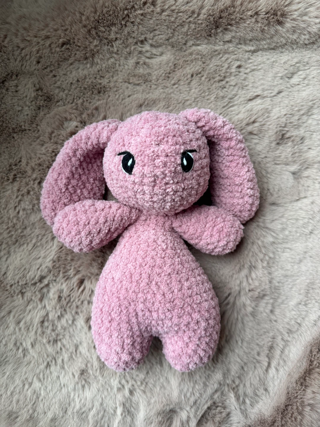 Handmade Pink Crochet Bunny Plushie with Weighted Belly