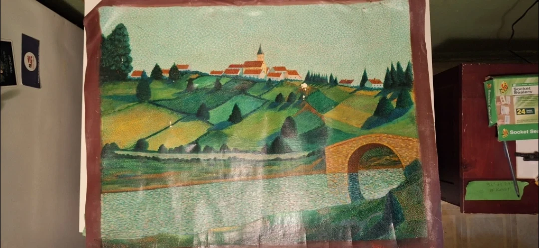 Vintage Impressionistic Landscape Oil  Painting