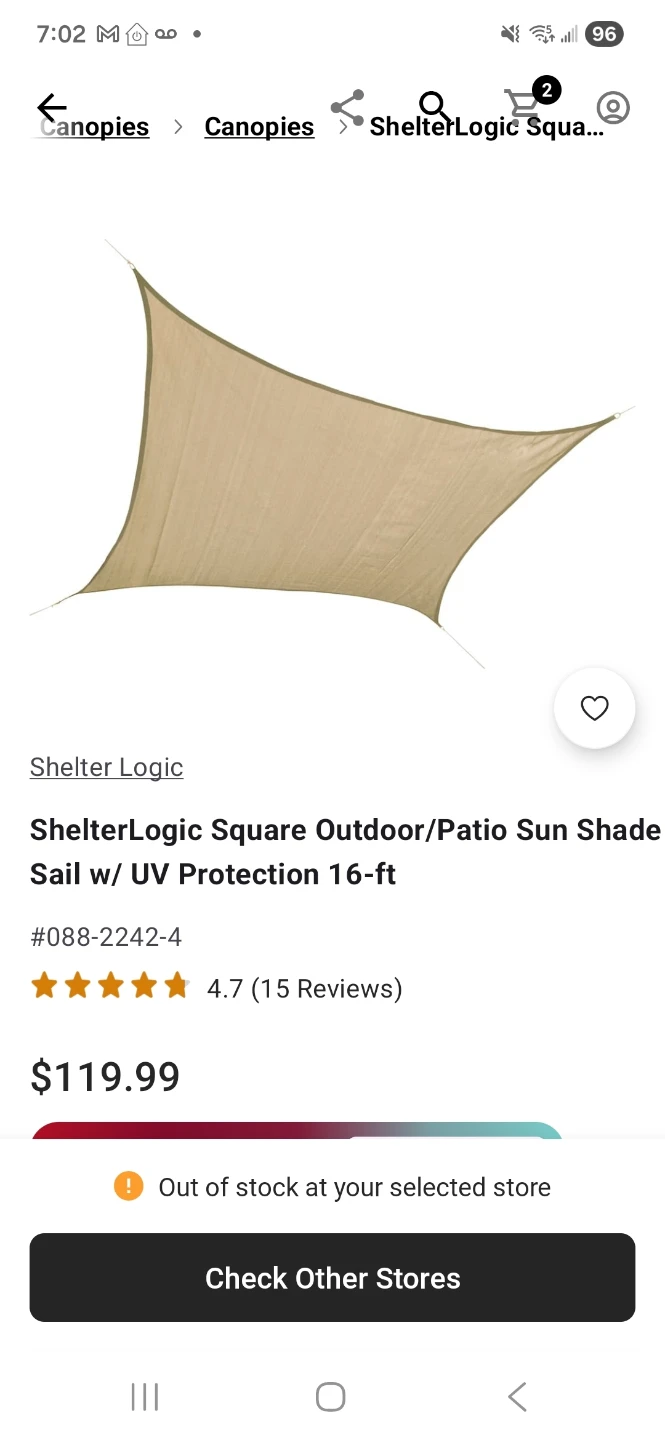 ShelterLogic Sun Shade Sail 16 ft x 16 ft