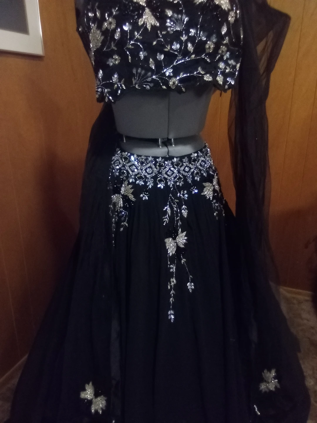 Black Embellished Lehenga with Dupatta - photo 2