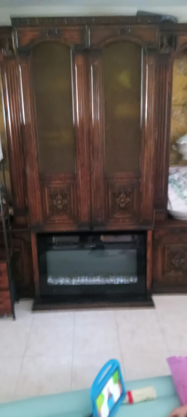 Vintage Wooden Entertainment Center with Fireplace - photo 3
