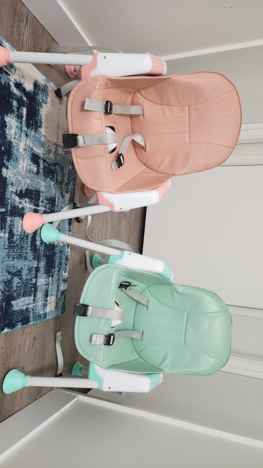 2 x Baby High Chairs - Pink and Mint Green