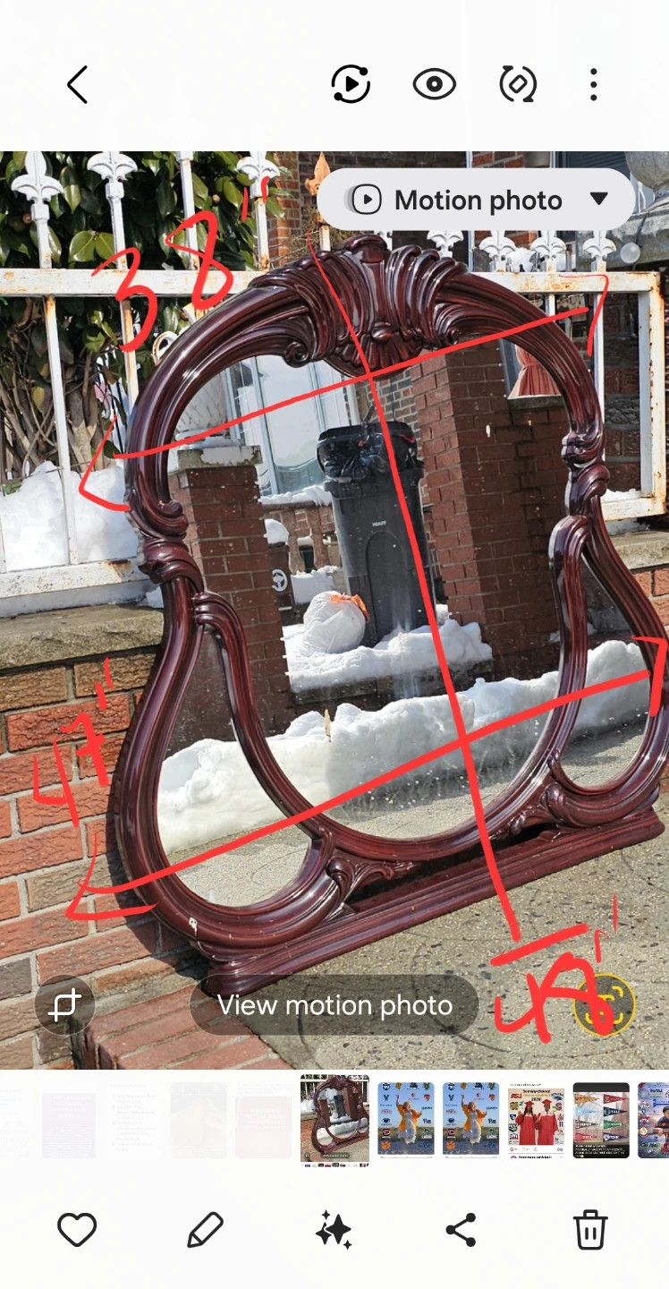 Ornate Vanity Mirror with Dark Wood Frame - photo 2