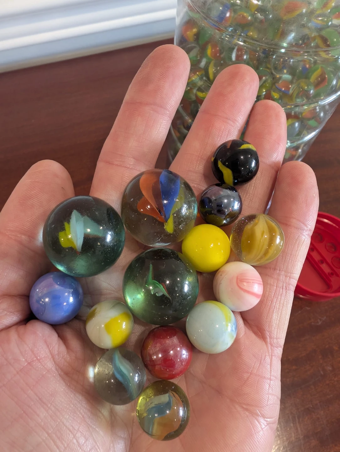Large Jar of Assorted Glass Marbles - photo 2