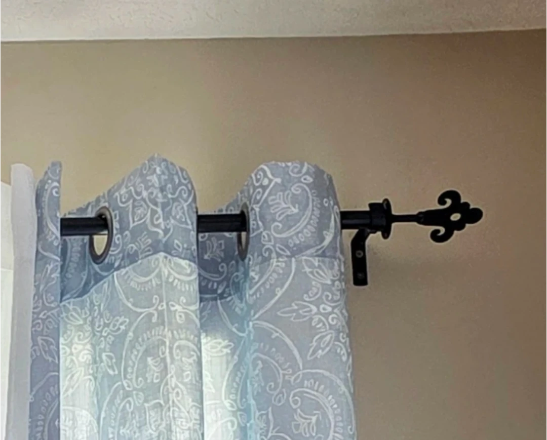 Black curtain rod with ends and brackets - photo 2
