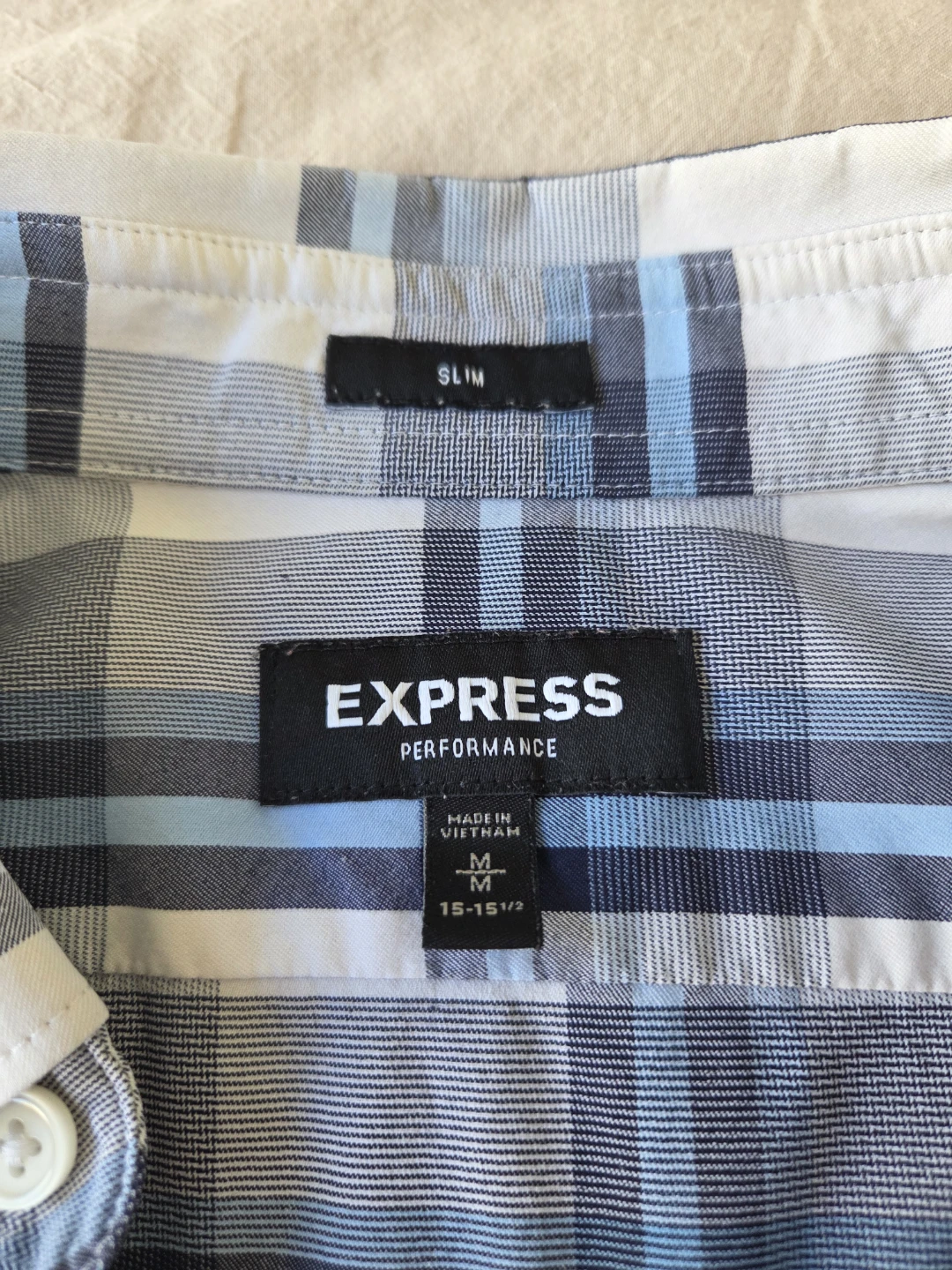Men's Express Performance Slim Fit Plaid Button-Down Shirt - photo 4