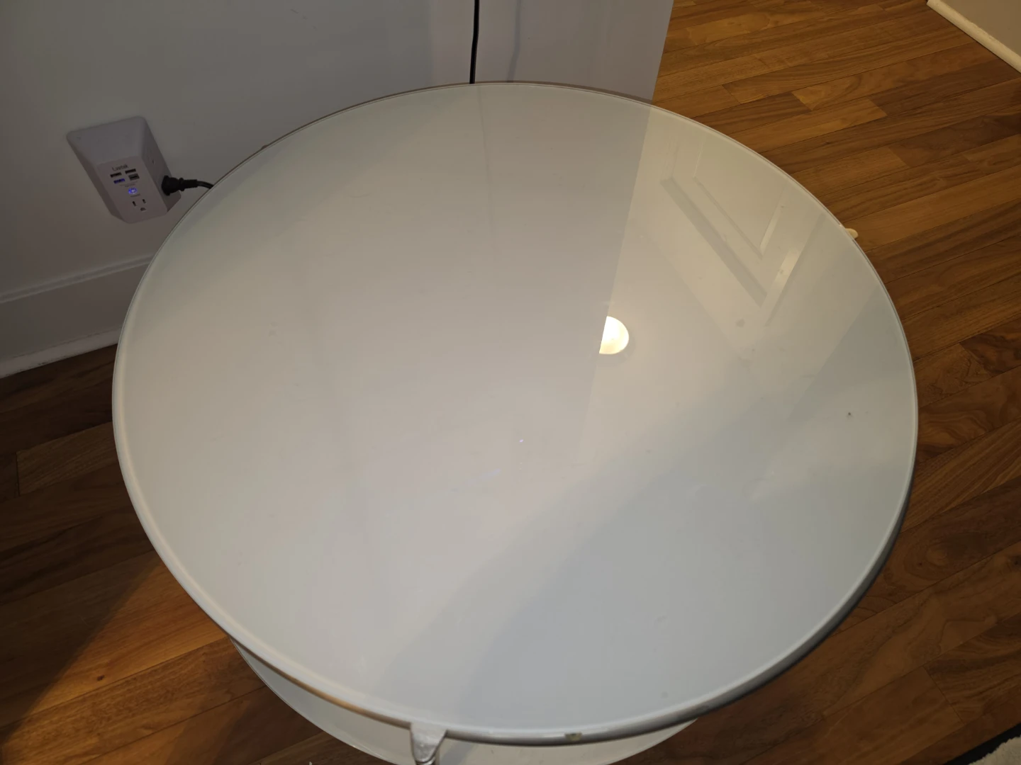 Round 2-Tier Glass Coffee Table with Wheels - photo 3