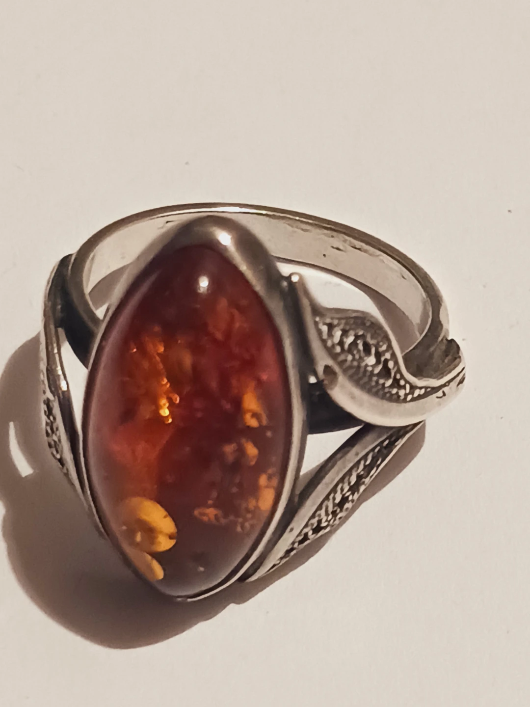 Gorgeous Sterling Silver 925 Baltic Amber Marquise Ring. 7. - photo 4