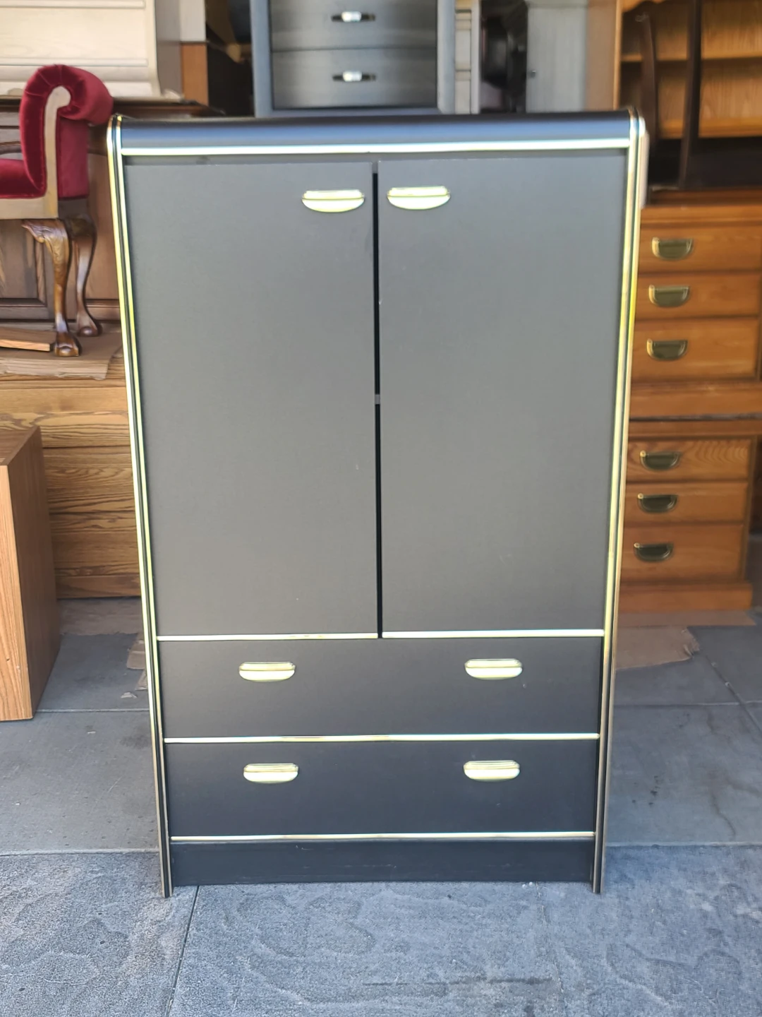 Black Armoire Cabinet with Drawers