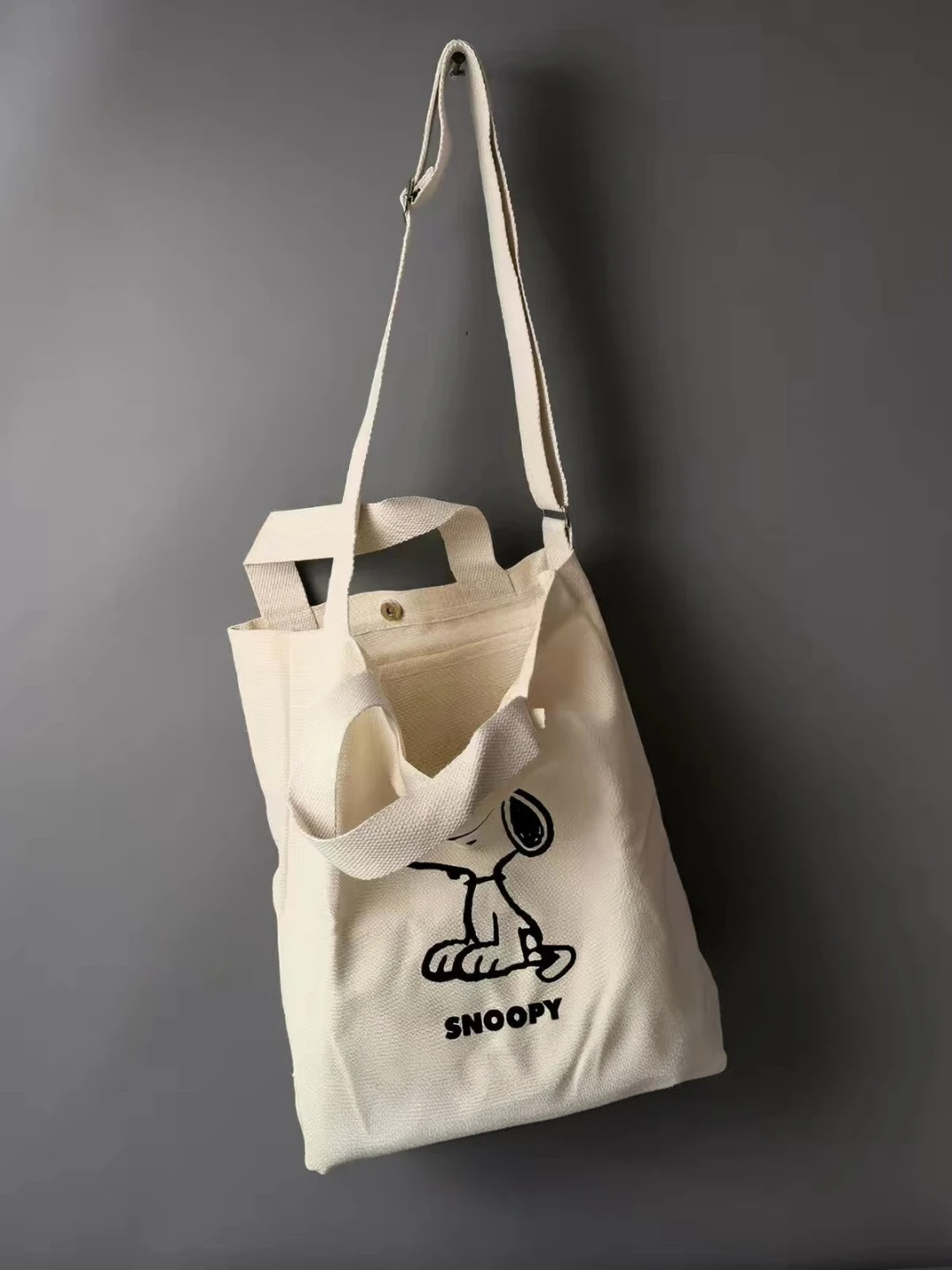 New Snoopy canvas tote bag, 2 way use bag with adjustable strap - photo 2