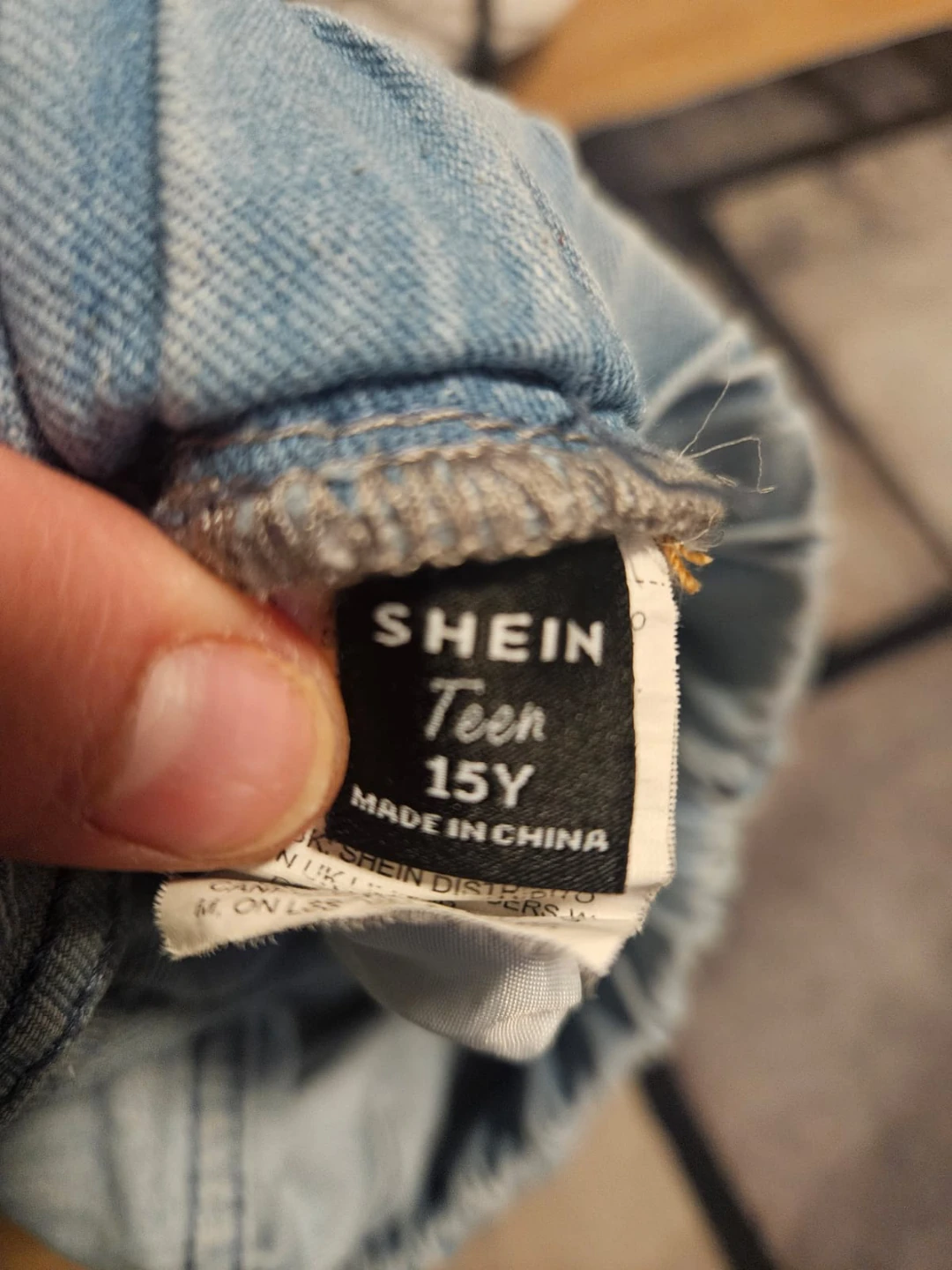 SHEIN Teen 15Y Light Wash Denim Shorts with Palm Tree Graphic - photo 4
