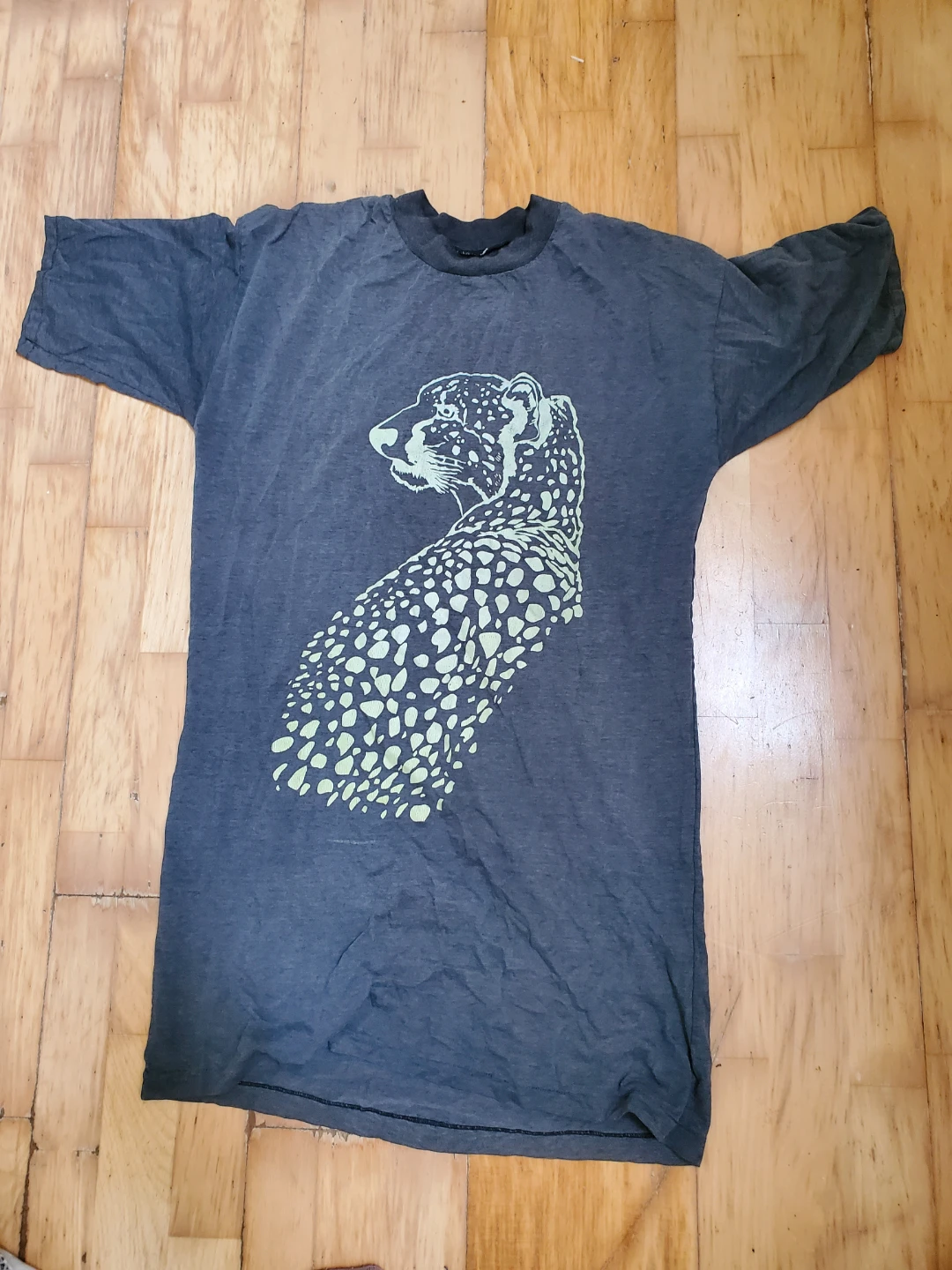 Grey T-Shirt with Cheetah Graphic