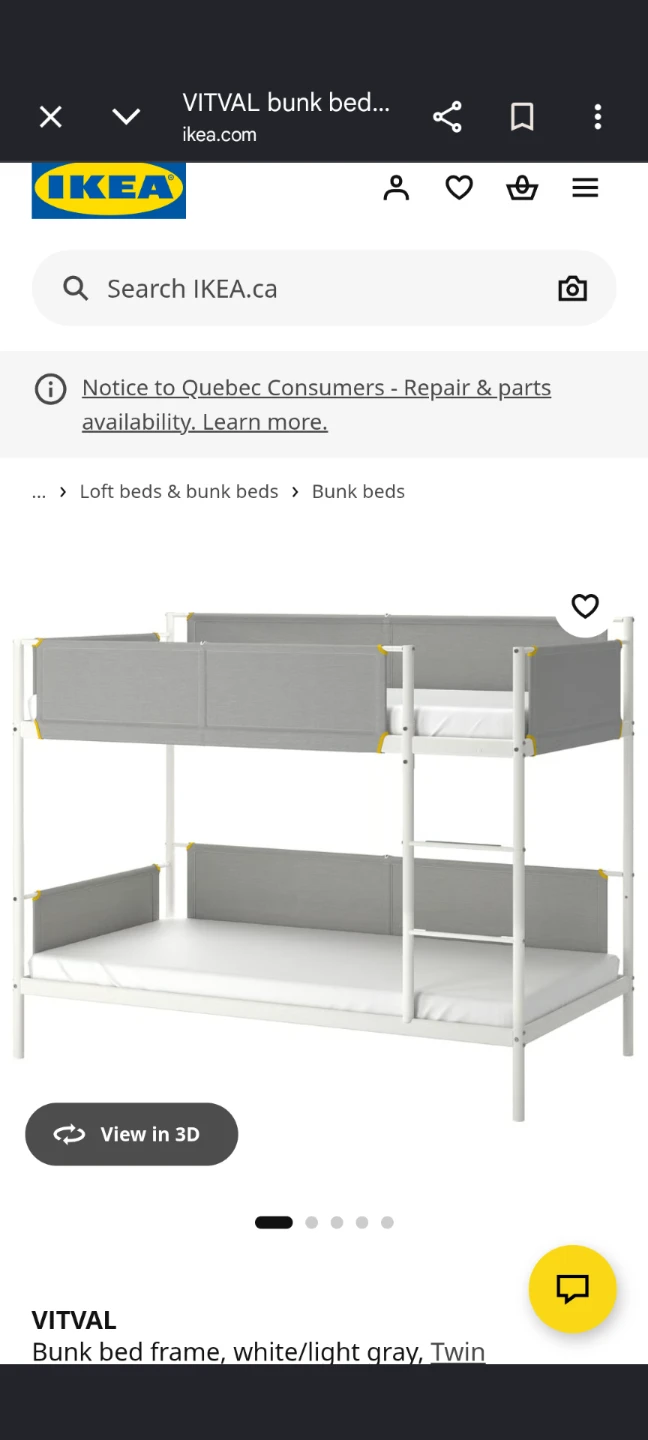 IKEA VITVAL Twin Bunk Bed Frame White/Light Gray - photo 5