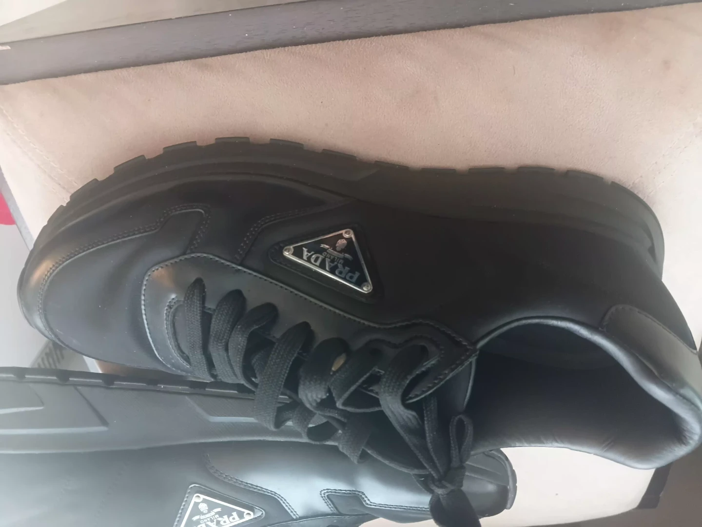 Prada Black Nylon and Leather Sneakers - photo 4