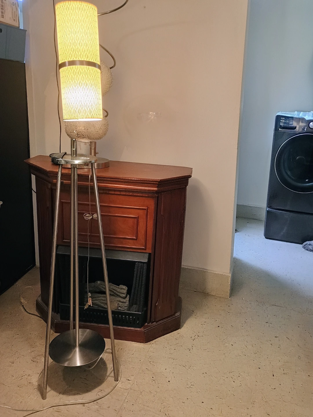 Modern Drum Shade Floor Lamp with Built-in Outlet