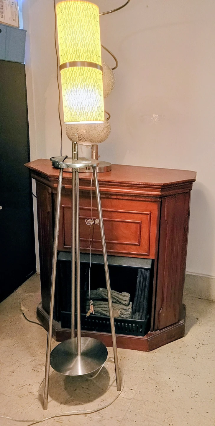 Modern Drum Shade Floor Lamp with Built-in Outlet - photo 2
