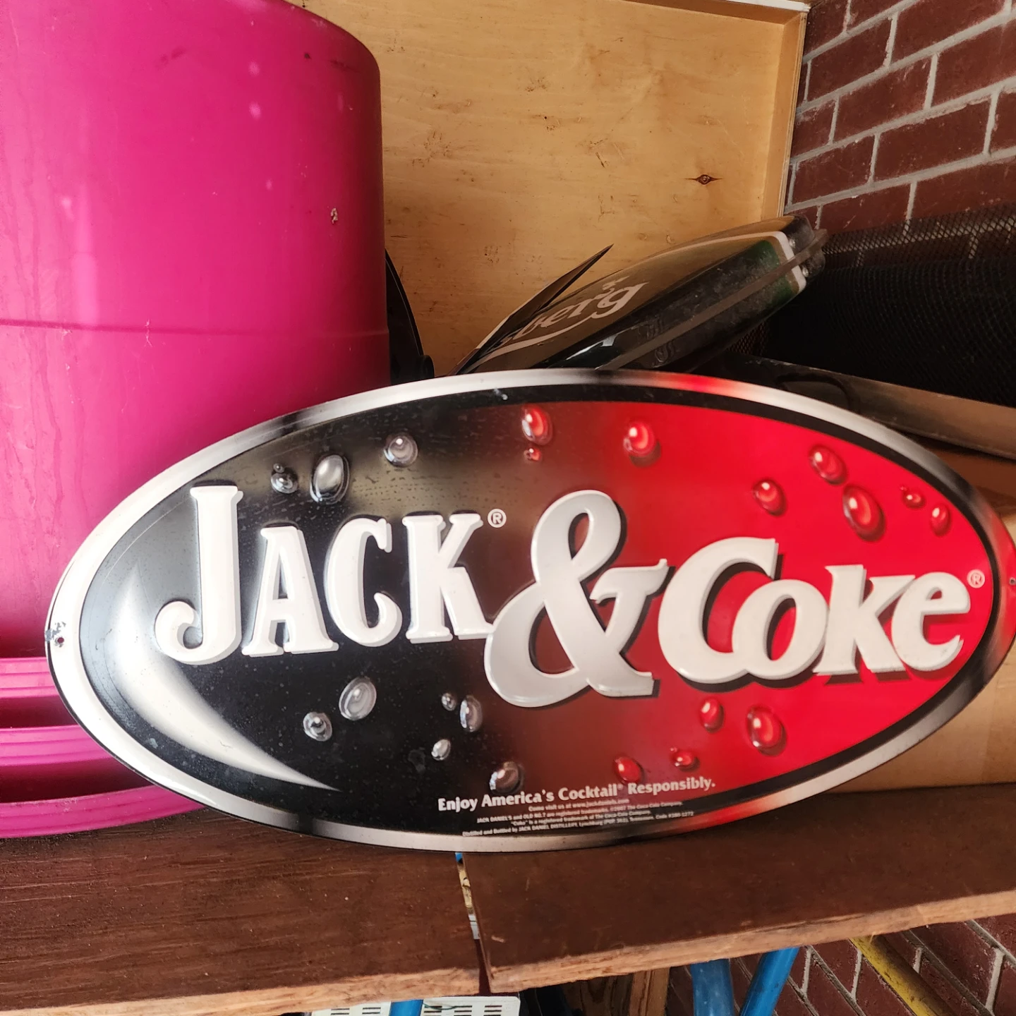 Jack & Coke Oval Metal Sign