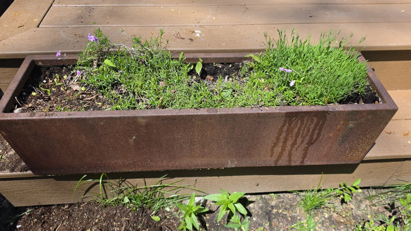 3 - Rectangular Rusted Metal Planter Box