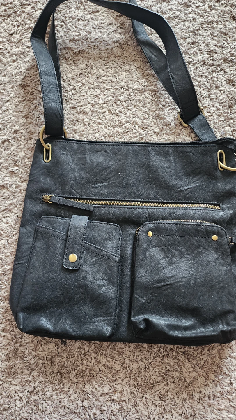 Black Faux Leather Crossbody Purse - photo 2