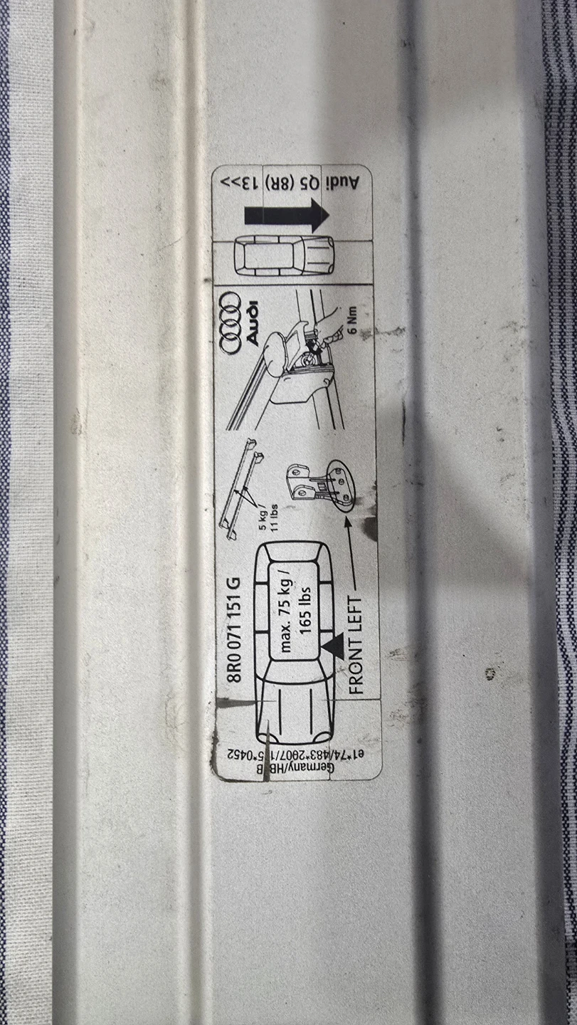 Genuine Audi Q5 Roof Rack Base Carrier Bars - photo 3