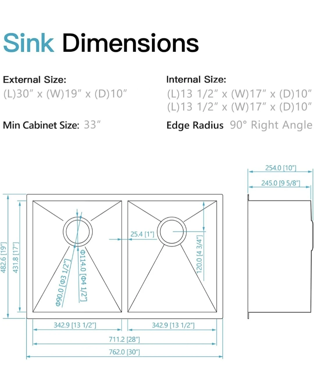 ZHHT Undermount Double Bowl Black Kitchen Sink - photo 2
