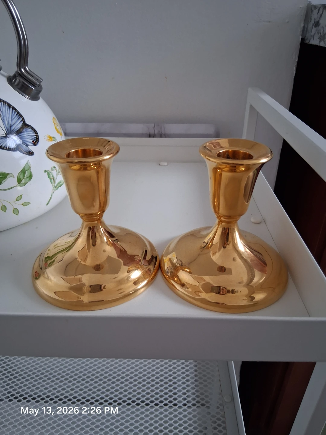 Set of 2 Gold-Plated Candlesticks