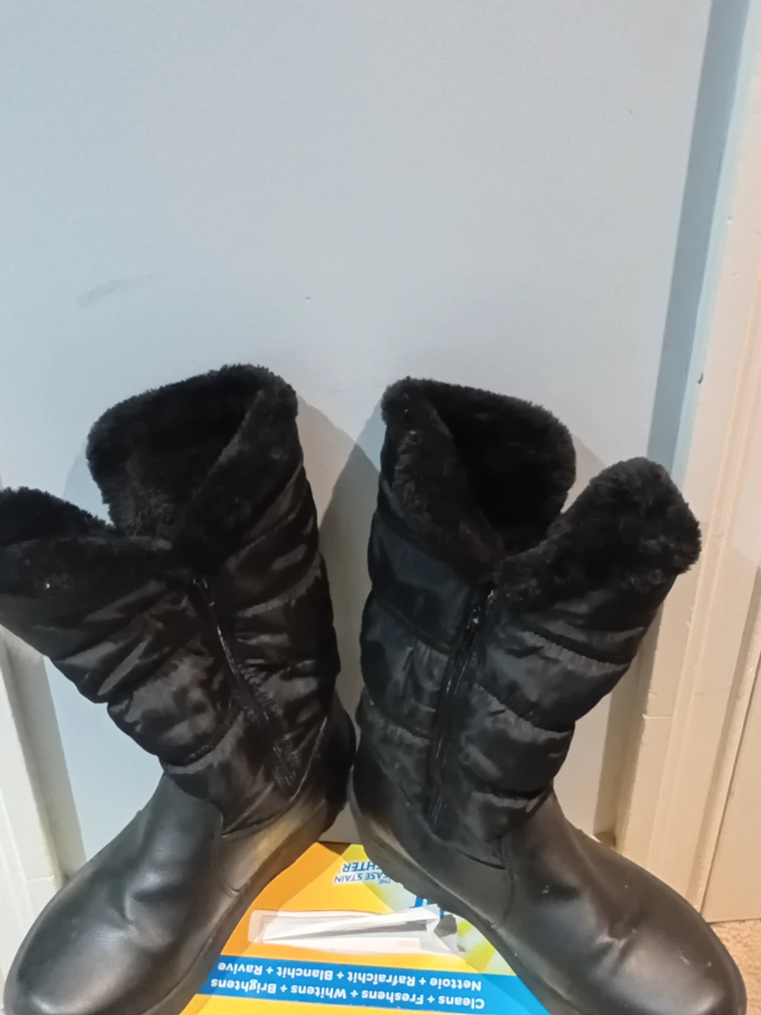 Black Winter Boots with Faux Fur Trim - photo 2
