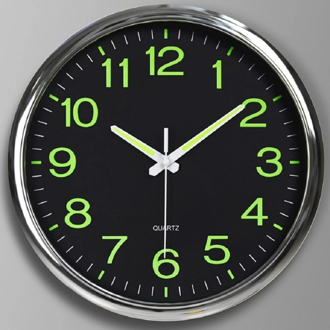 12” Silent Night Light Wall Clock – Large Easy-Read Numbers - photo 2