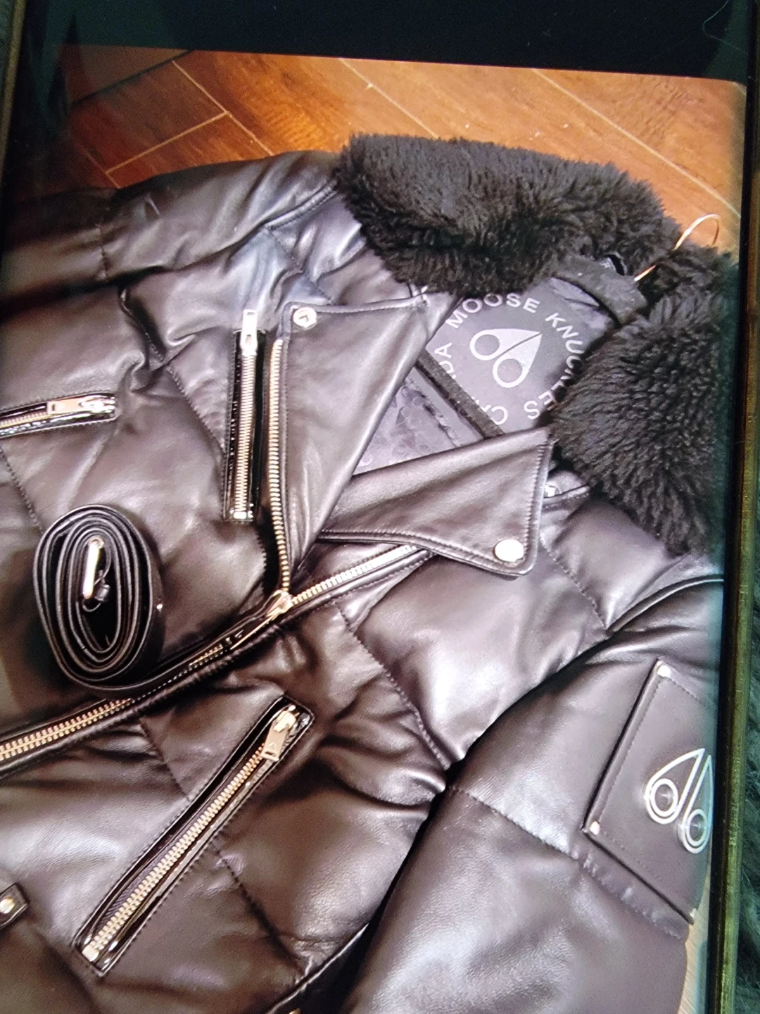 Moose Knuckles Full Grain Leather Biker Jacket