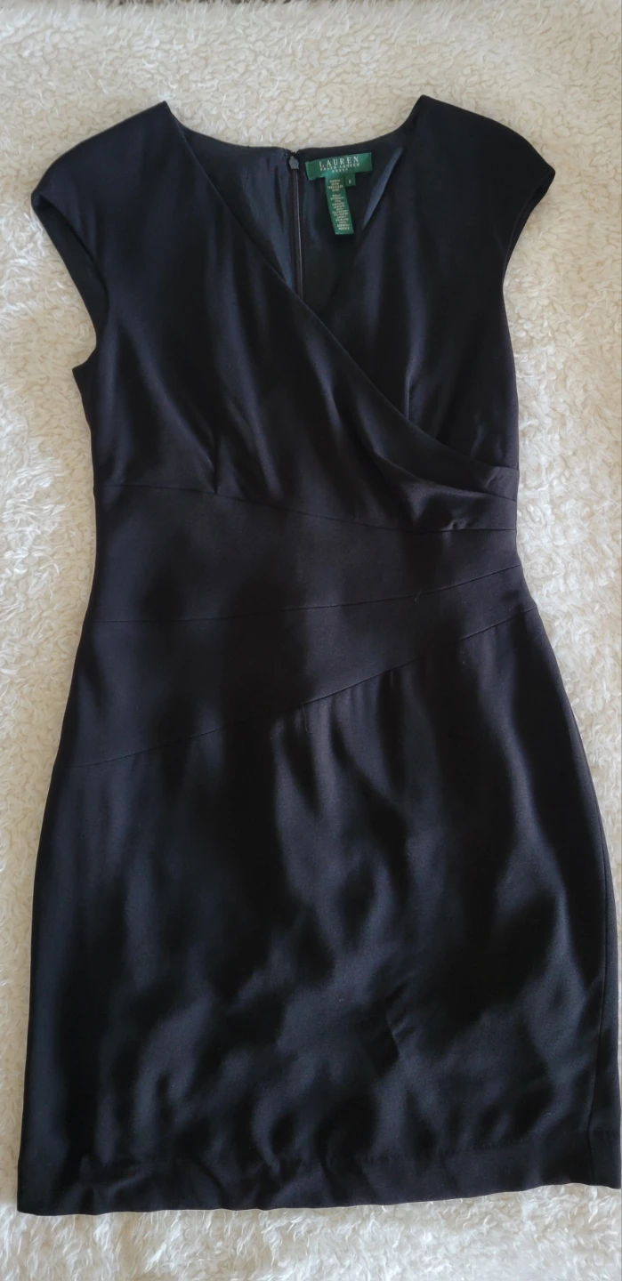 Lauren Ralph Lauren Black Cap Sleeve Wrap Dress Size 6