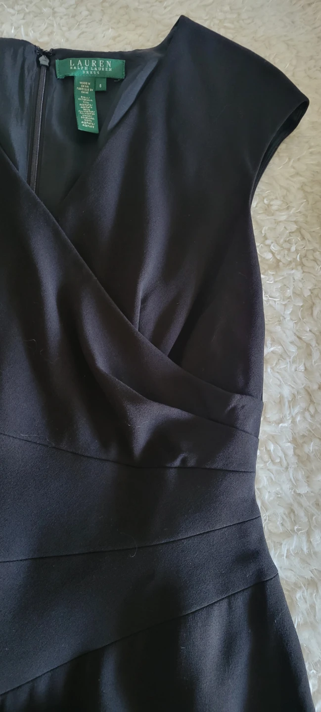 Lauren Ralph Lauren Black Cap Sleeve Wrap Dress Size 6 - photo 2