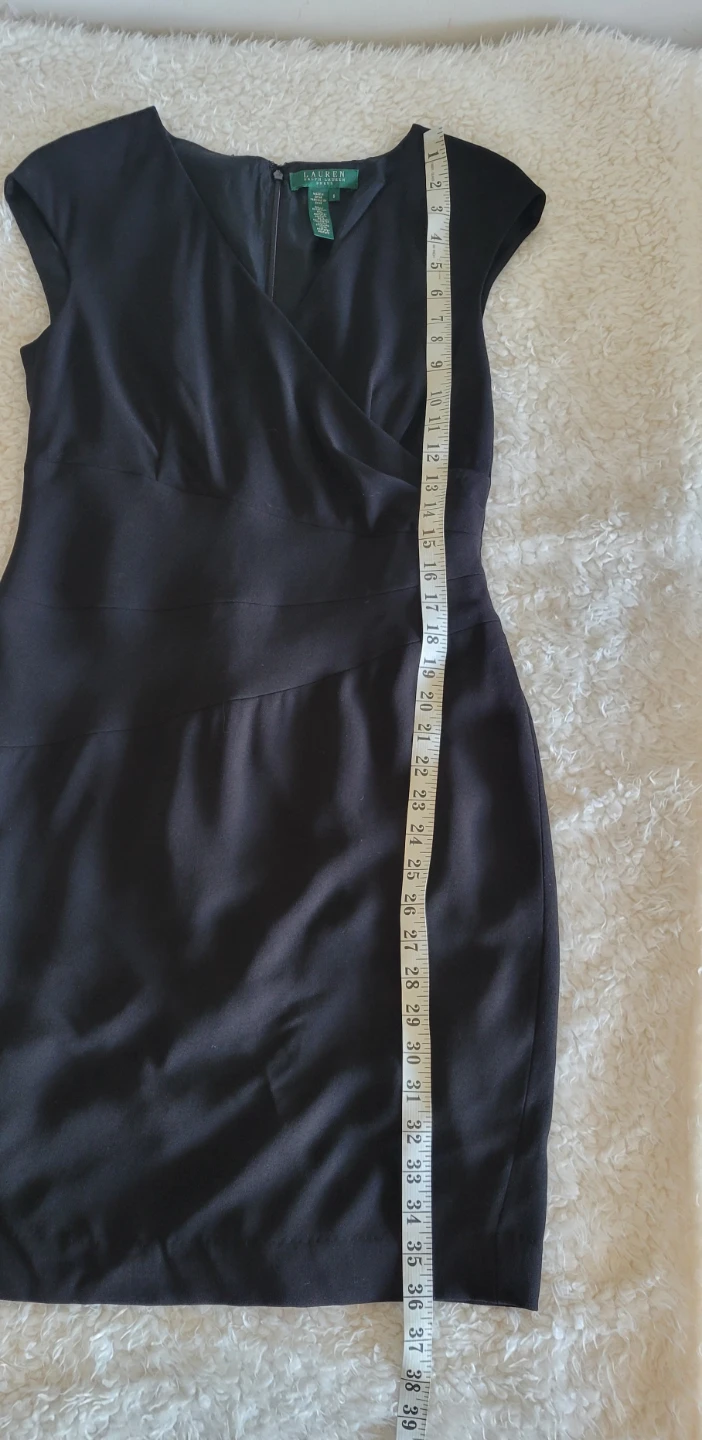 Lauren Ralph Lauren Black Cap Sleeve Wrap Dress Size 6 - photo 3