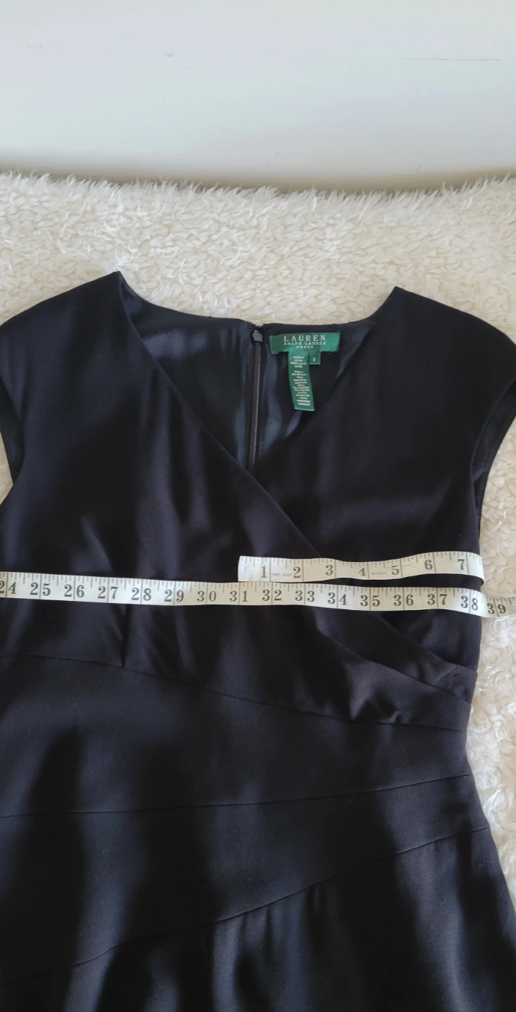 Lauren Ralph Lauren Black Cap Sleeve Wrap Dress Size 6 - photo 4