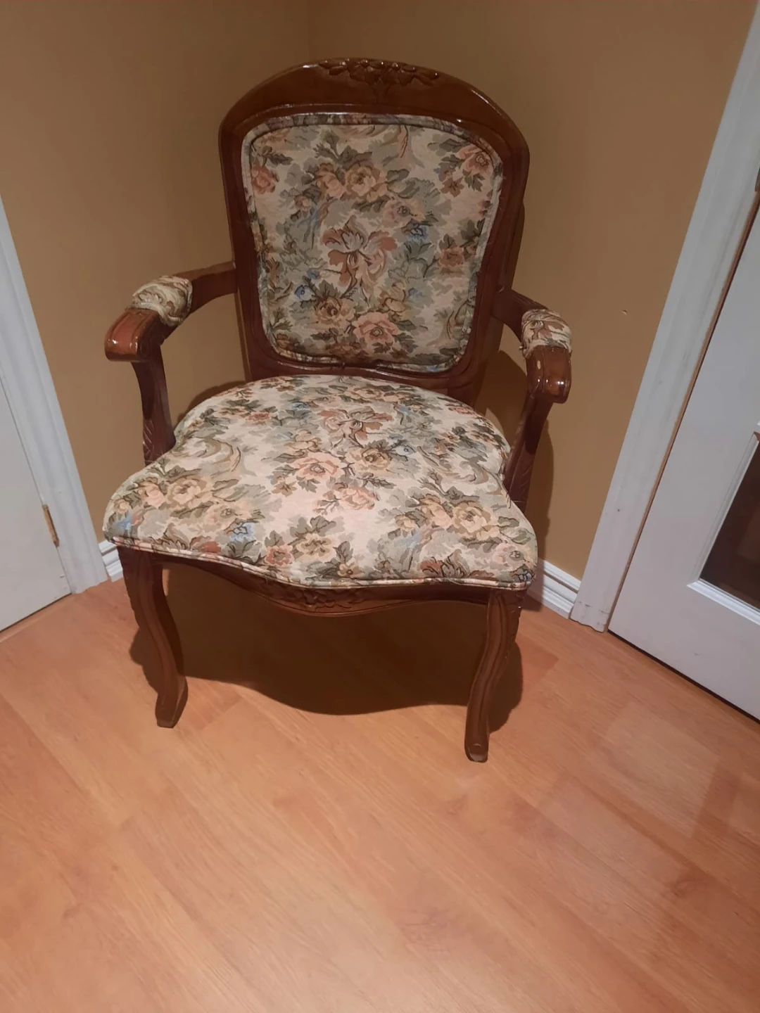 Vintage Armchair with Floral Upholstery