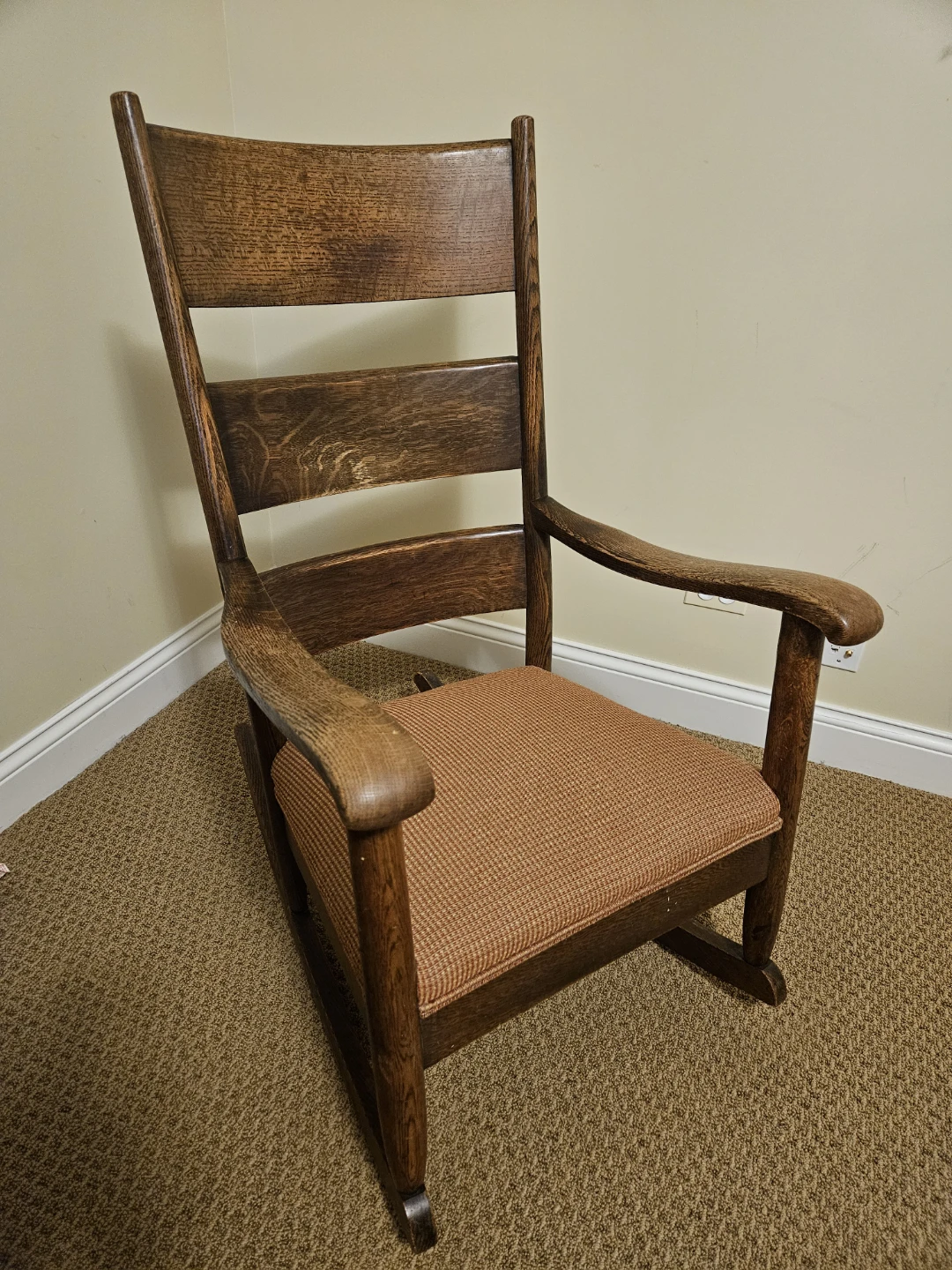 Wooden Rocking Chair with Upholstered Seat