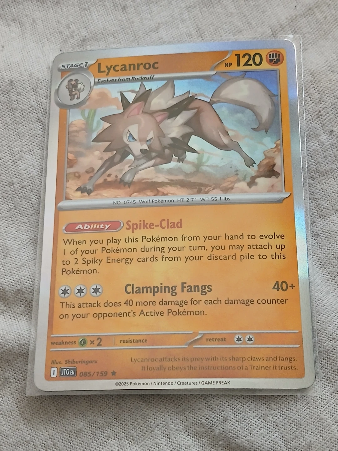 2025 Lycanroc 085/159 Pokémon Card
