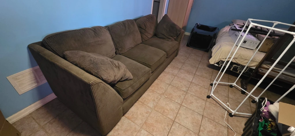 Olive Green Corduroy Sofa - photo 2
