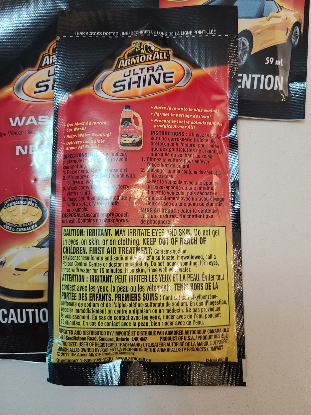 Armor All Ultra Shine Wash & Wax Sample Packets (59ml each) - photo 3