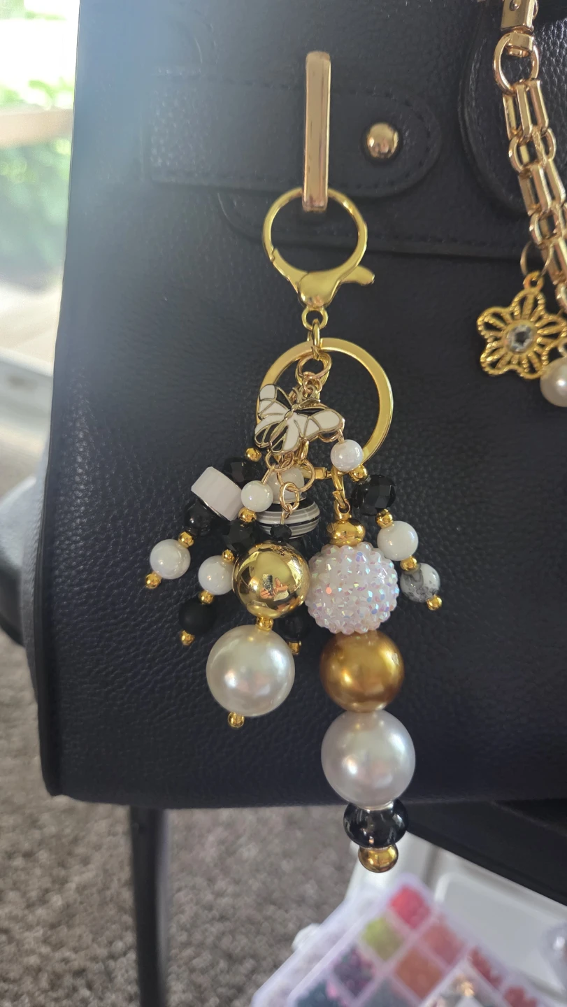 Beaded Keychain Charm with Butterfly - photo 2
