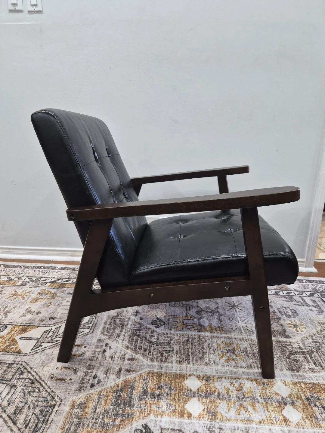 Upholstered Wooden Mid Century Armch - photo 2