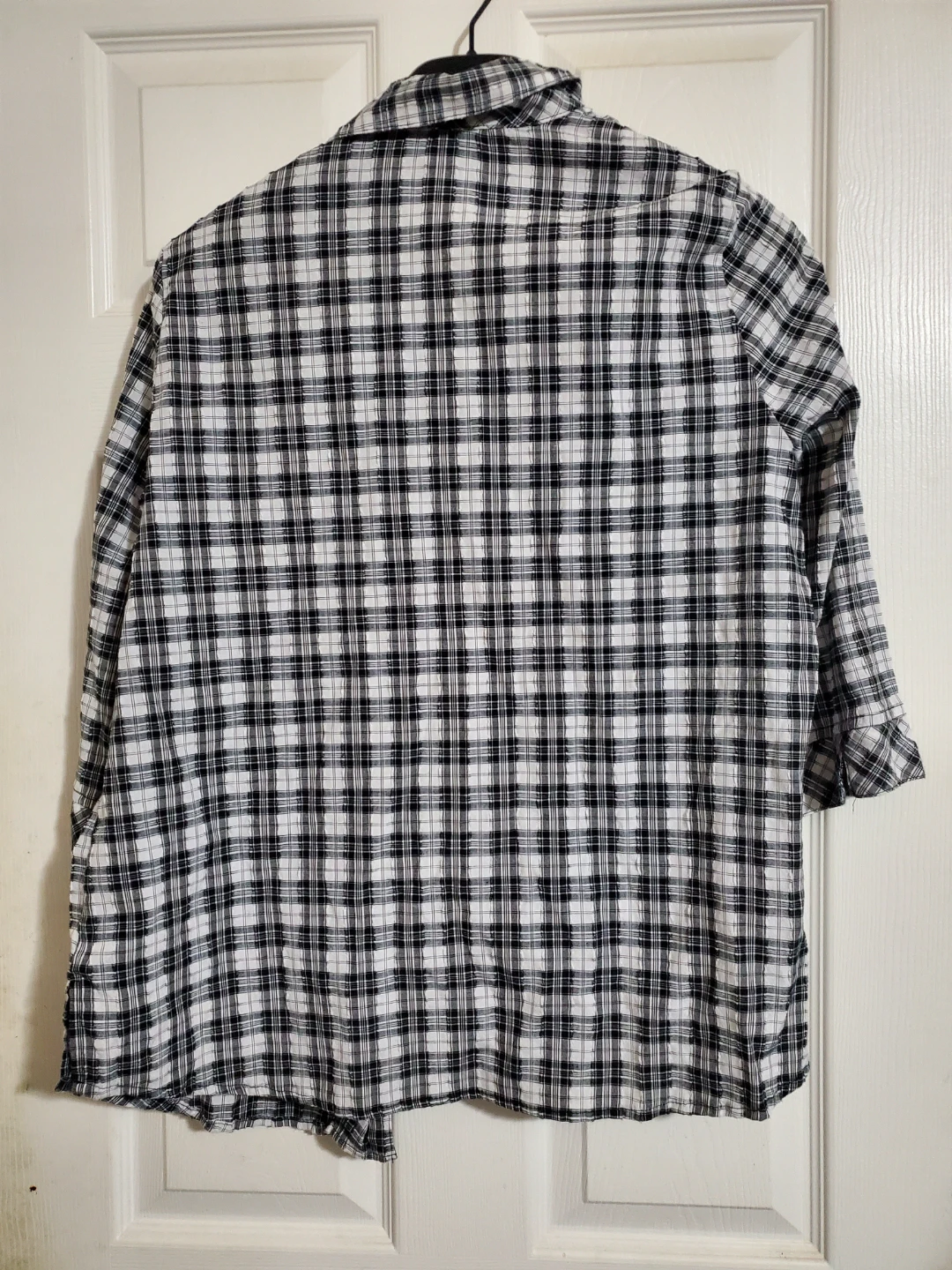 Women's Plaid Button-Up Shirt - Black & White - photo 2